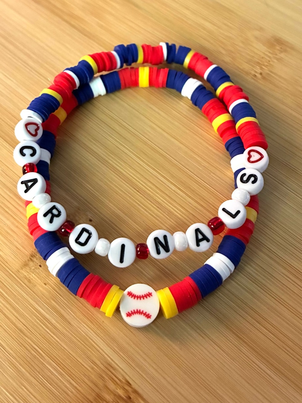 Cardinals Red, Blue & Yellow Beaded Bracelet Set